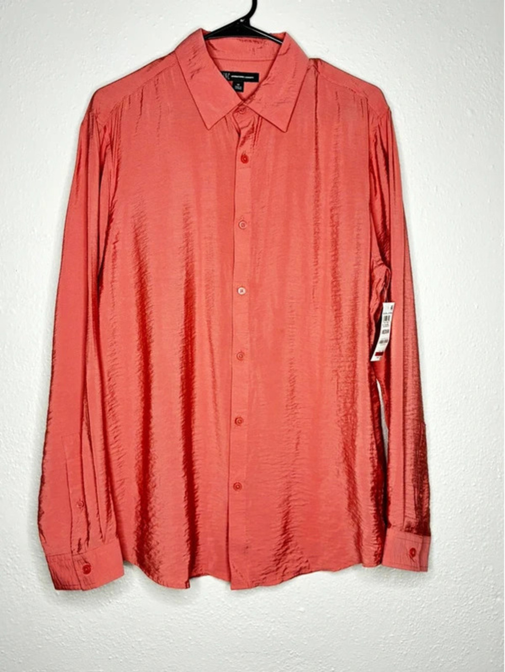 nwt INC International Concepts Men’s terracotta pink button up shirt Size M